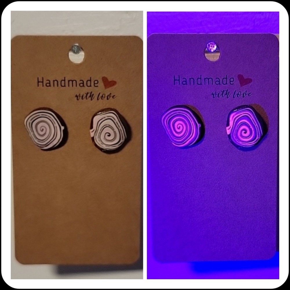 Neopolitan Ice Cream "Ugly Sweater" UV Reactive Handmade Earrings